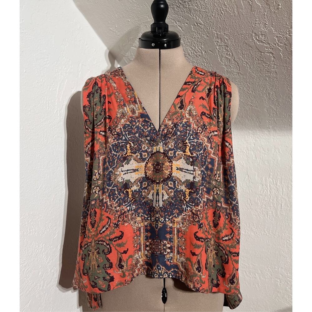 Free People Oversized Small Boho Cold Shoulder Tunic Top Festival Southwestern